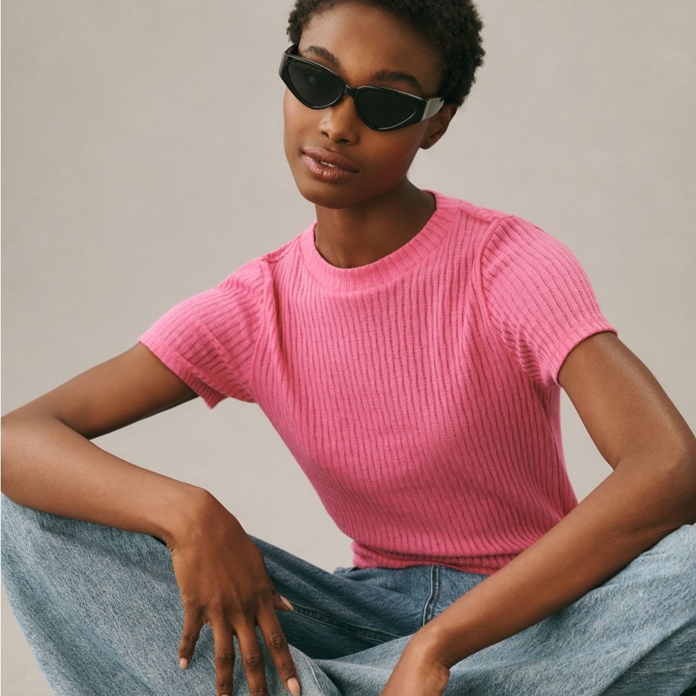 Pilcro Sheer Tee in Pink